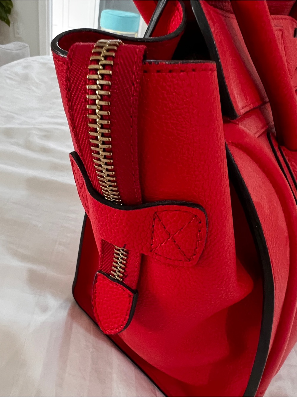 Celine Red Leather Mini Luggage Tote - Picture 6 of 16